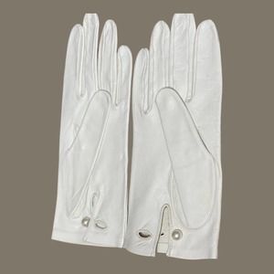 Vintage Miss Aris White Leather Gloves, Size 7